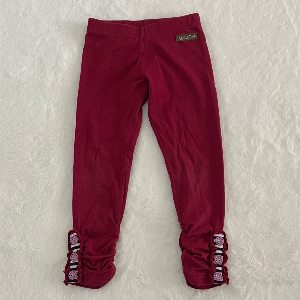 Matilda Jane Burgundy Leggings with Button and roushed Detail  SZ 4